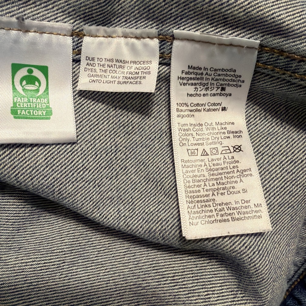 EUC J.Crew Denim LADY JACKET Round Neck Button Cropped Pleated CC952 Blue XXL - Picture 10 of 11